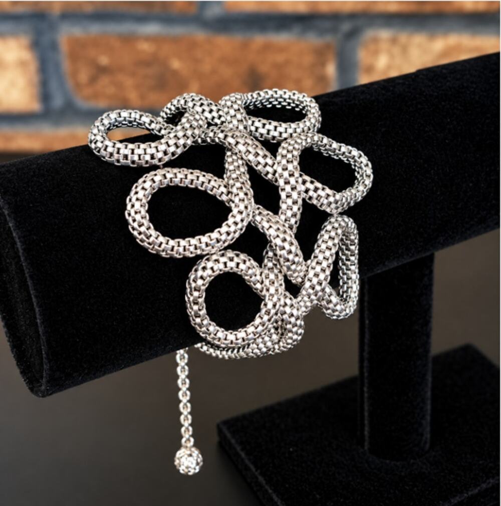 Simply Vera Wang Silver Tone Woven Mesh Bracelet Flexible Loop Design